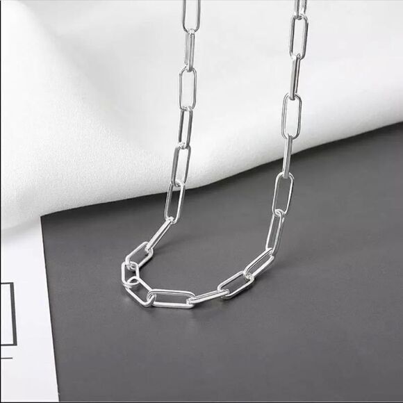 #18 ✨NEW Minimalistic 925 Sterling Silver Paperclip Chain Necklace - Picture 4 of 4